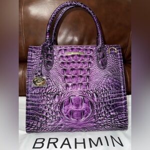 NWT Brahmin ULTRAVIOLET Purple Croc-Embossed Satchel small Caroline